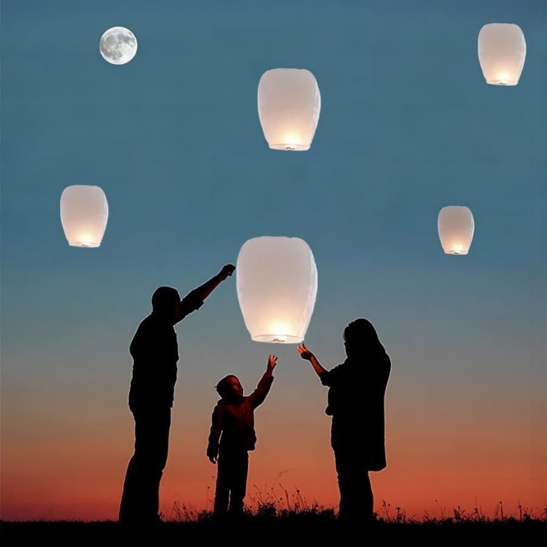 32 Pack White Lantern to Release, Each Package is Equipped with A Marker Pen, Chinese Lanterns Make Outdoor Activities More Fun, Paper Lanterns is A Must Have Prop for Party and Memorial. - Image 3