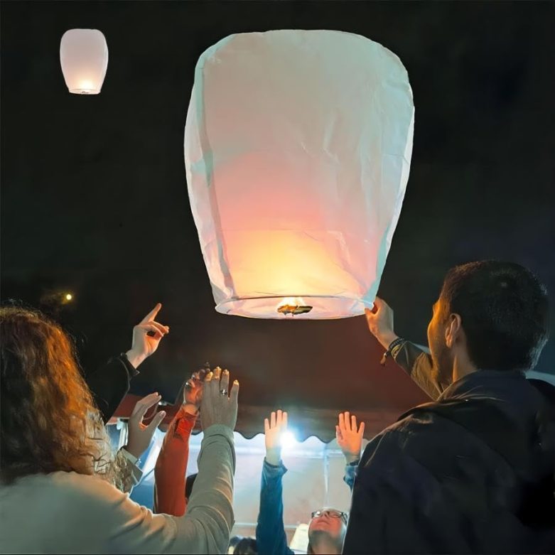 32 Pack White Lantern to Release, Each Package is Equipped with A Marker Pen, Chinese Lanterns Make Outdoor Activities More Fun, Paper Lanterns is A Must Have Prop for Party and Memorial. - Image 4